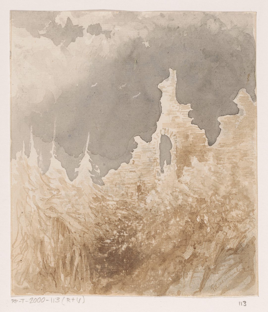 Ruine zwischen Bäumen von Johannes Tavenraat (signed by artist)