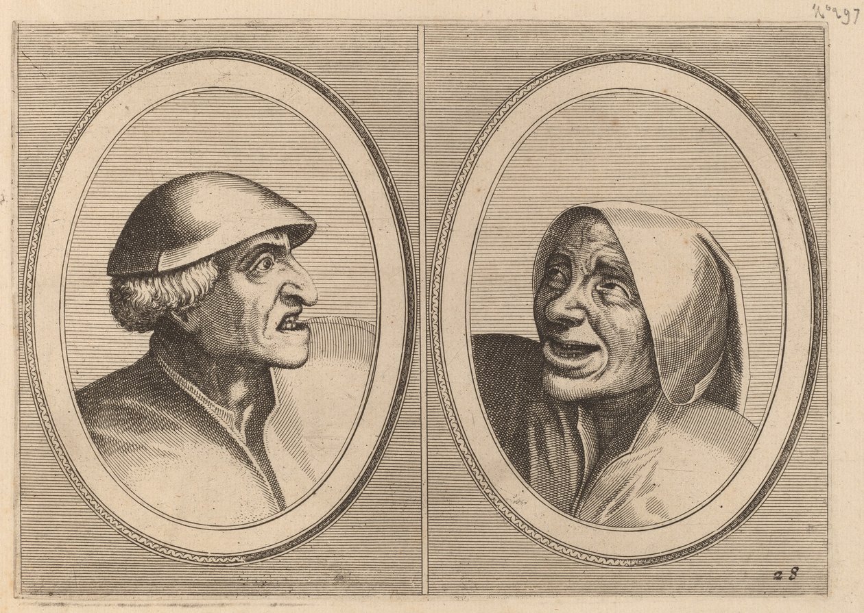 "Dief-achtighe Tijs" und "Nies Spoel-de-Nap" von Johannes and Lucas van Doetechum after Pieter Bruegel the Elder