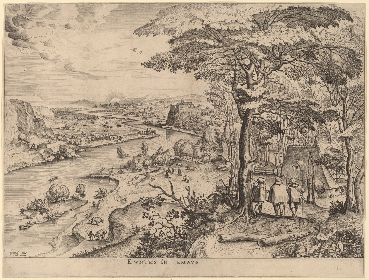Euntes in Emaus (Die Pilger nach Emmaus) von Johannes and Lucas van Doetechum after Pieter Bruegel the Elder