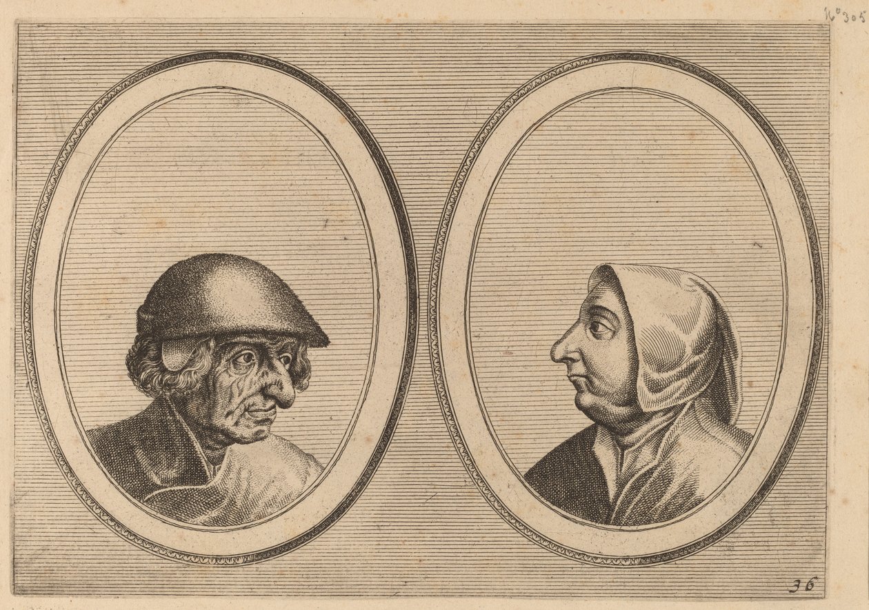 "Schonckje Wel-bedrocht" und "Pronckje Heel-volmaeckt" von Johannes and Lucas van Doetechum after Pieter Bruegel the Elder