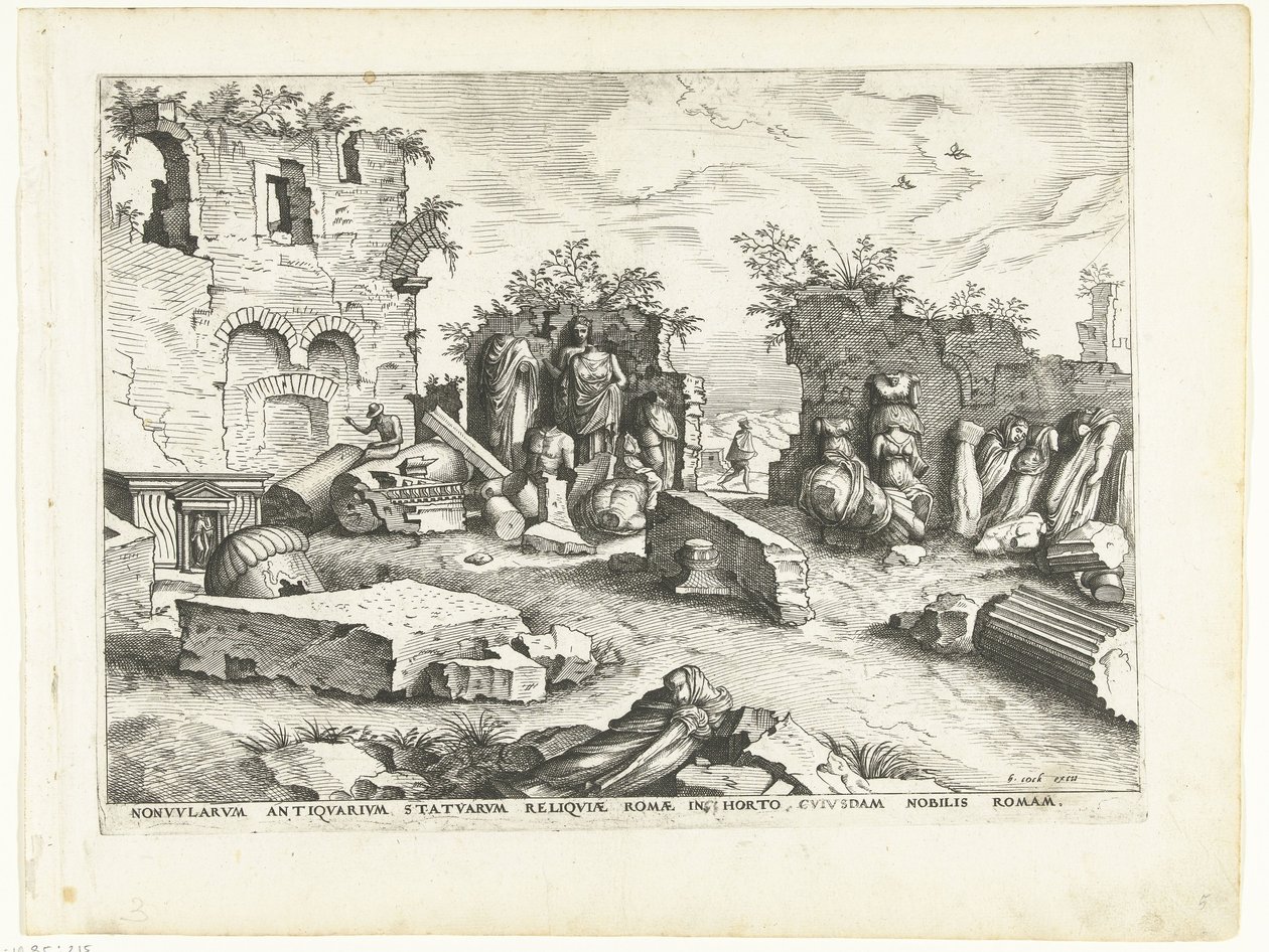 Garten mit Bruchstücken antiker Statuen von Johannes of Lucas van Doetechum (attributed to)
