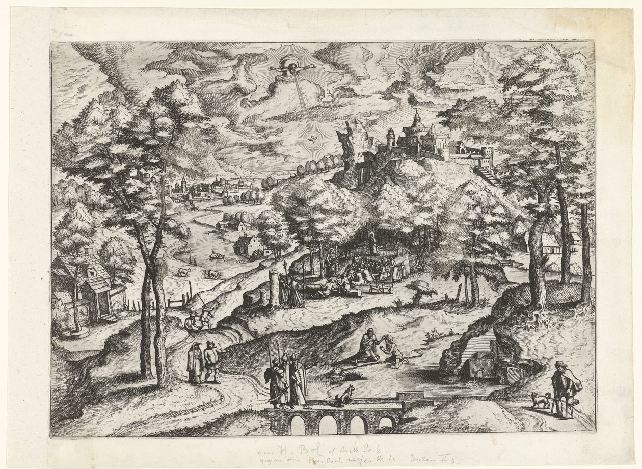 Landschaft mit Taufe Christi von Johannes of Lucas van Doetechum