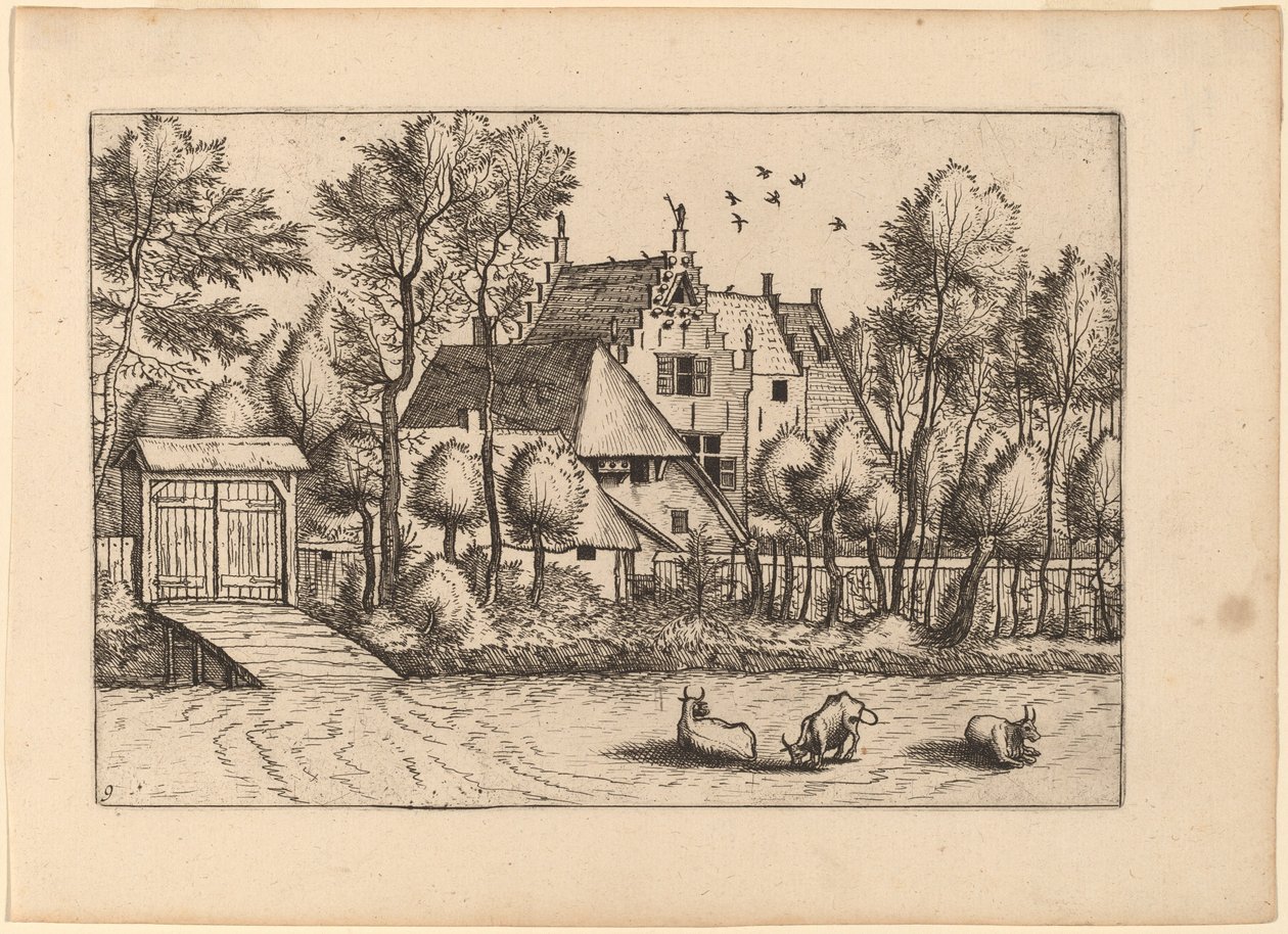 Landhaus mit Graben von Johannes van Doetechum, the Elder and Lucas