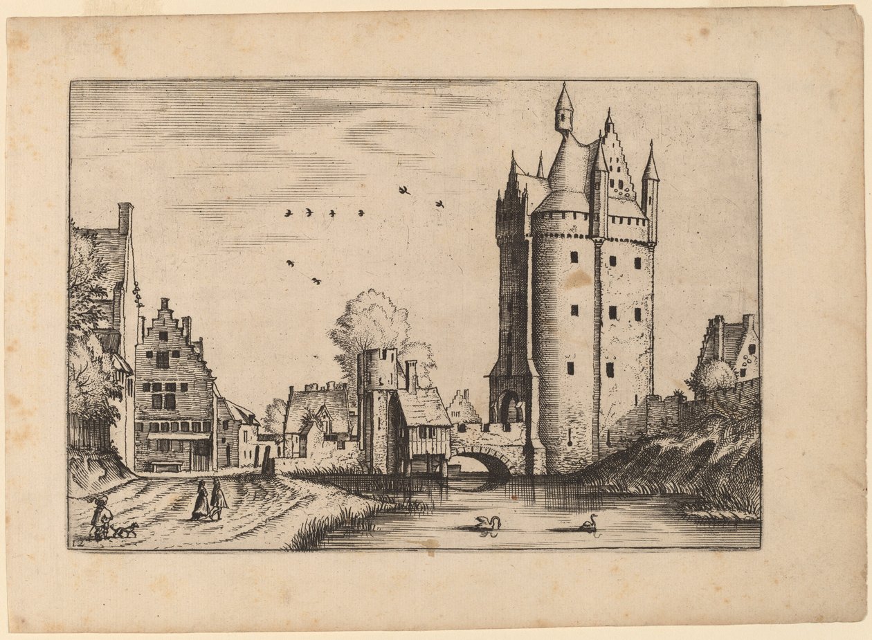 Stadttor mit Landhäusern von Johannes van Doetechum, the Elder and Lucas