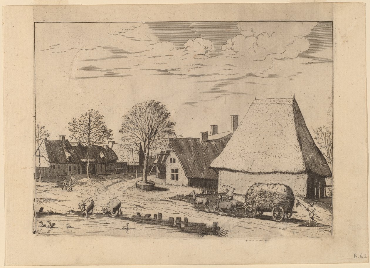 Dorfstraße mit Heuwagen von Johannes van Doetechum, the Elder and Lucas