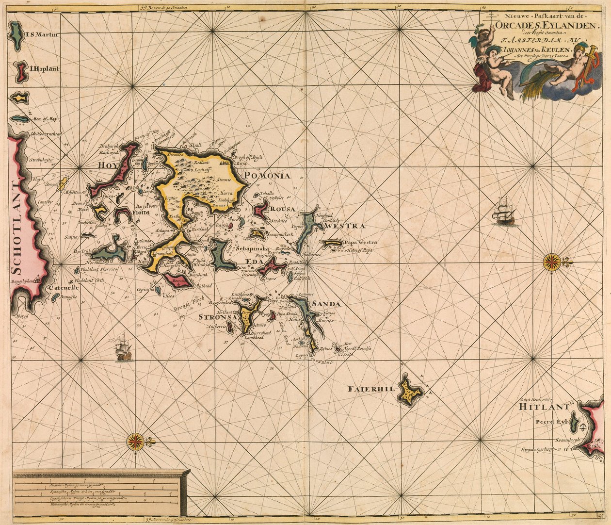 Karte der Orcades Eylande (Orkneys) aus van Keulens 