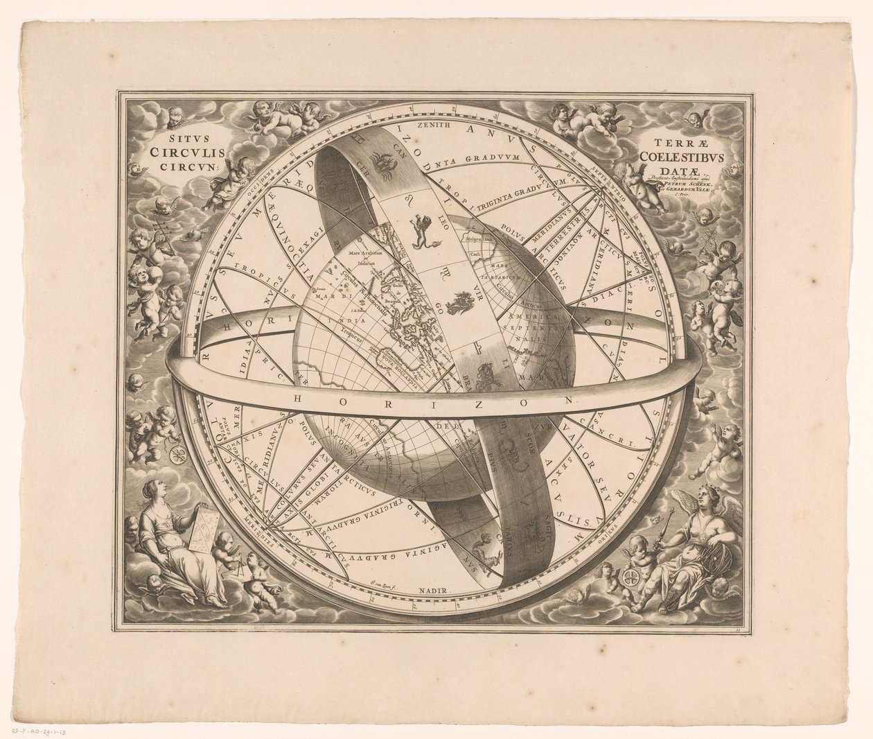 Himmelskarte der Erde nach dem System des Ptolemäus von Johannes van Loon