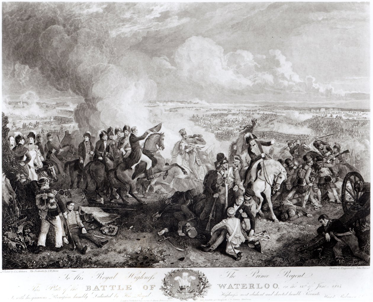 Die Schlacht von Waterloo, 18. Juni 1815, graviert von John Burnet (1784-1868), 1819 von John Augustus Atkinson