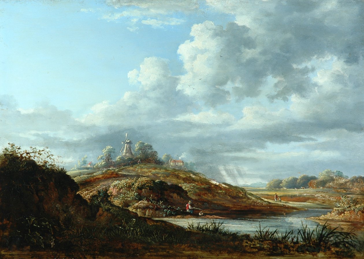 Eine Windmühle über einem Fluss von John Constable