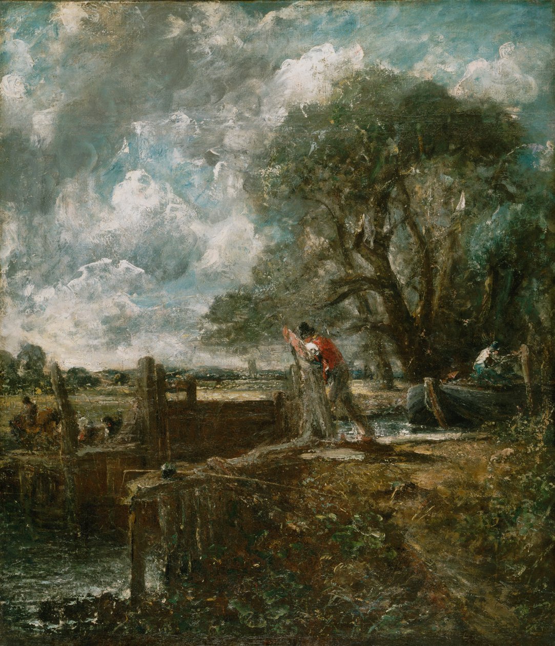 Skizze für Ein Boot passiert eine Schleuse von John Constable