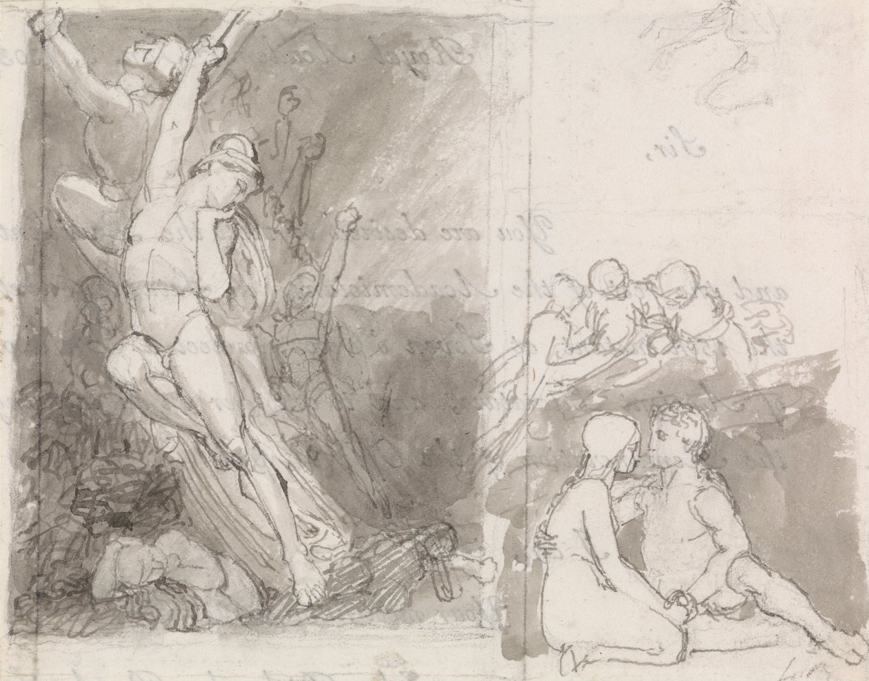 Illustration zu Miltons Paradise Lost - Adam und Eva von den Engeln bewacht von John Flaxman