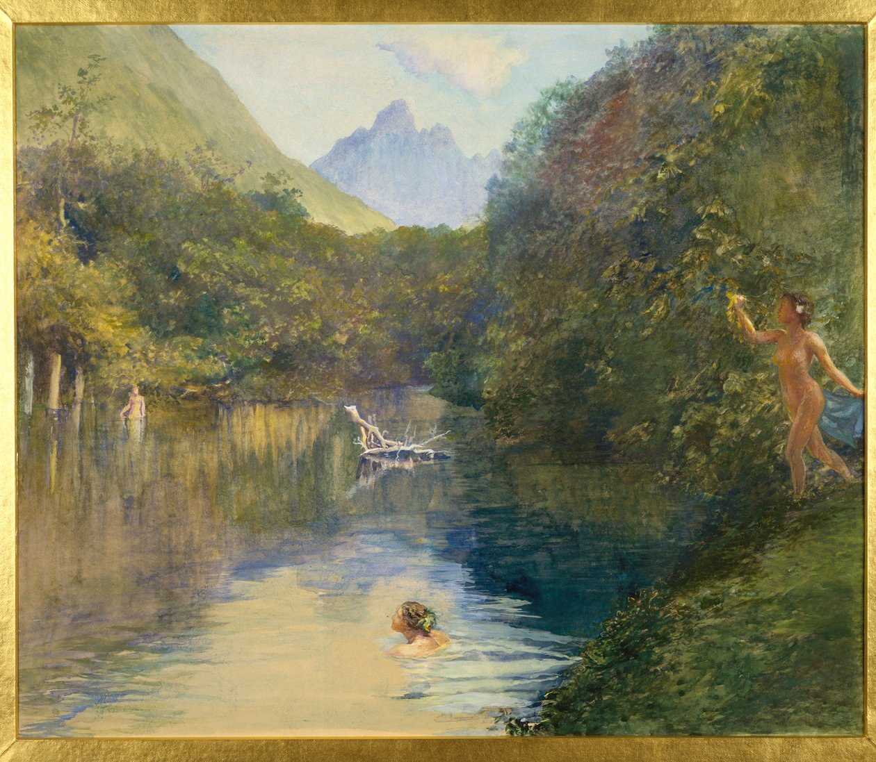 Furt am oberen Ende des Vai-Te-Piha (Tautira-Fluss) Tahiti von John La Farge or Lafarge