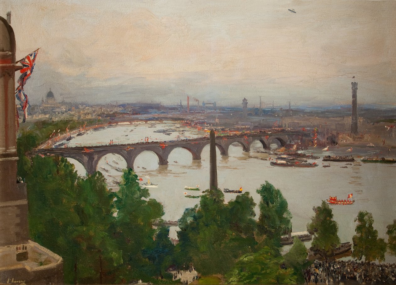 Das Flussfest, gesehen vom Haus von Sir James Barrie, Adelphi Terrace, London, 4. August 1919, 1919 von John Lavery