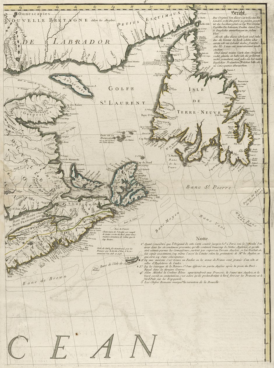 Karte der britischen und französischen Herrschaftsgebiete in Amerika, 1756 von John Mitchell