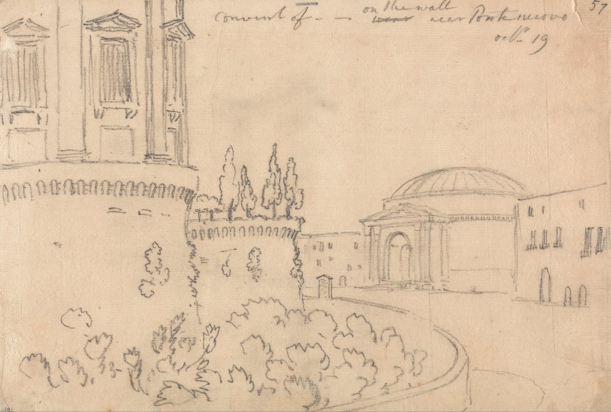 Kloster in der Nähe von Ponte Nuovo, 19. Oktober von John Robert Cozens
