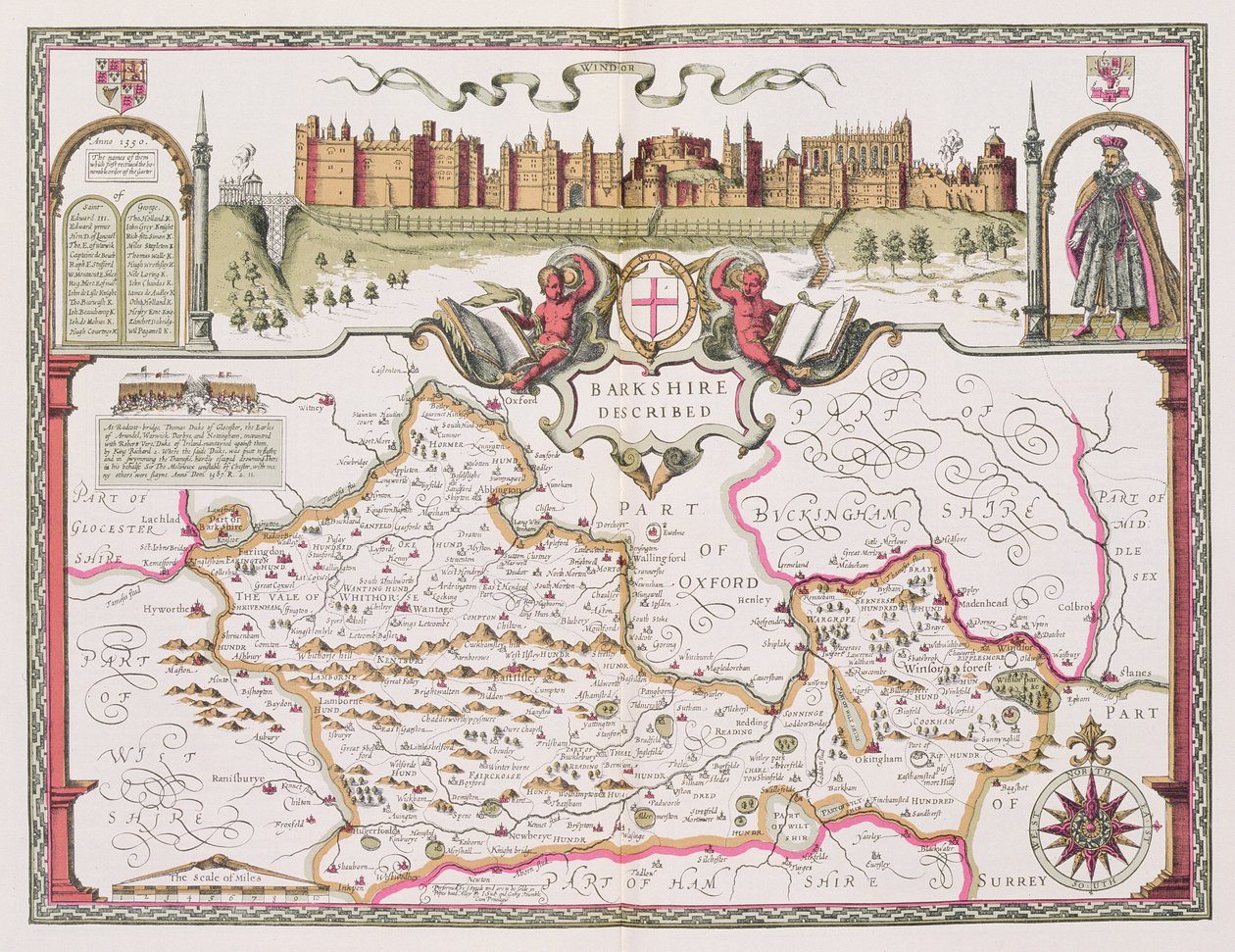 Berkshire, graviert von Jodocus Hondius (1563-1612) aus John Speed