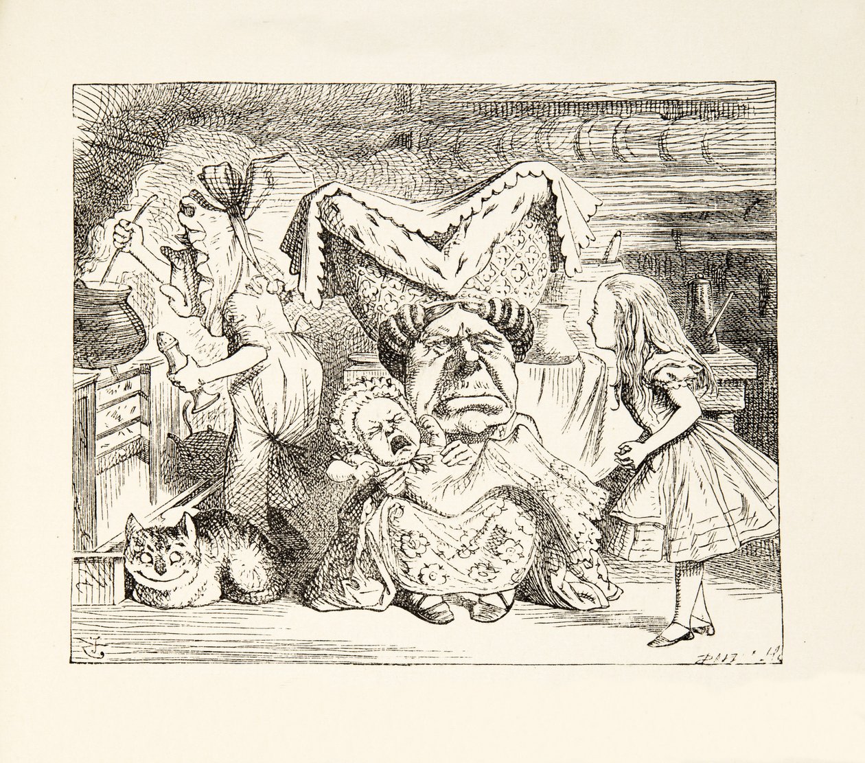Die Herzogin mit ihrer Familie, aus Alice im Wunderland von Lewis Carroll, veröffentlicht 1891 von John Tenniel