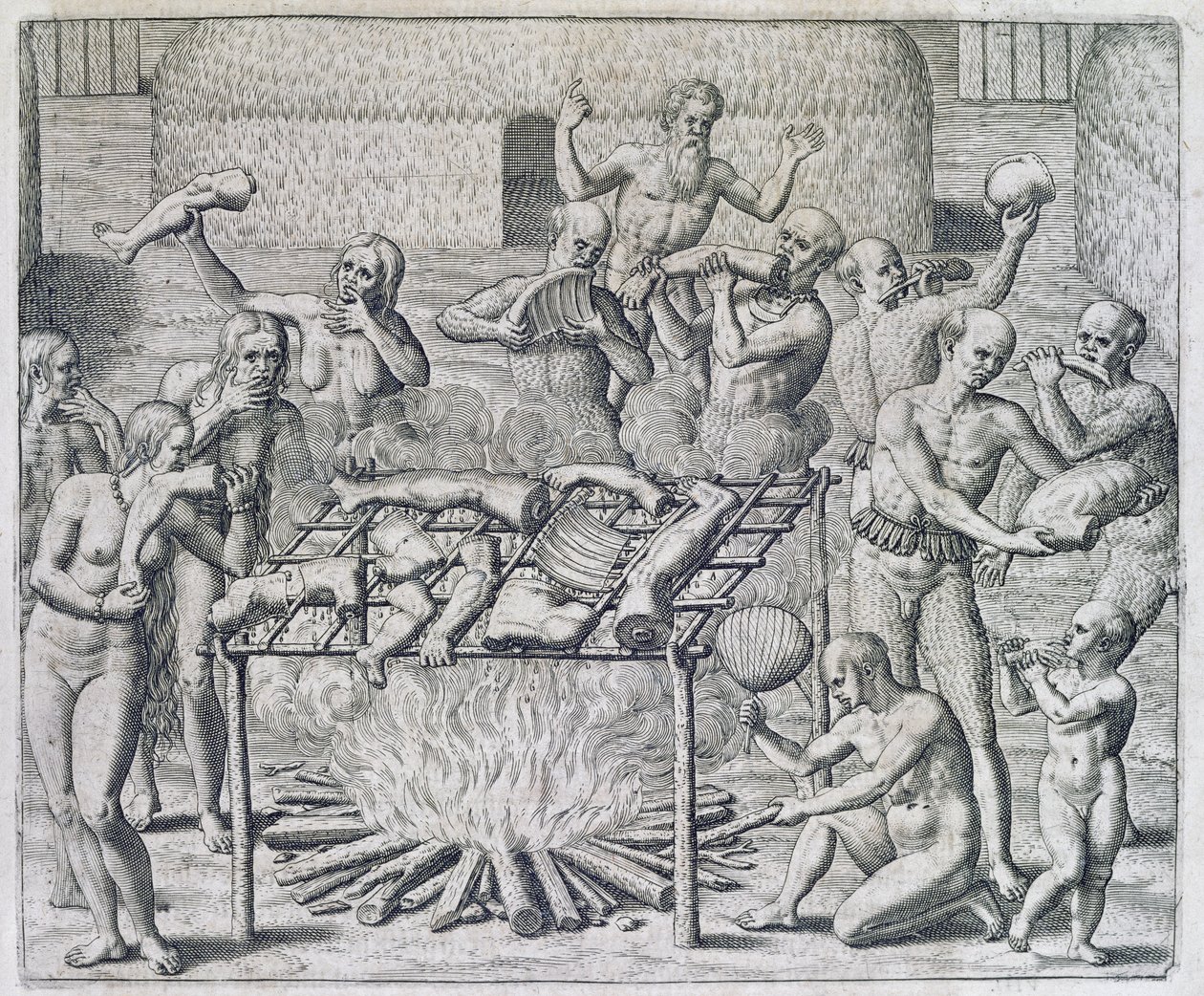 Kannibalenfest, graviert von Theodor de Bry von John White