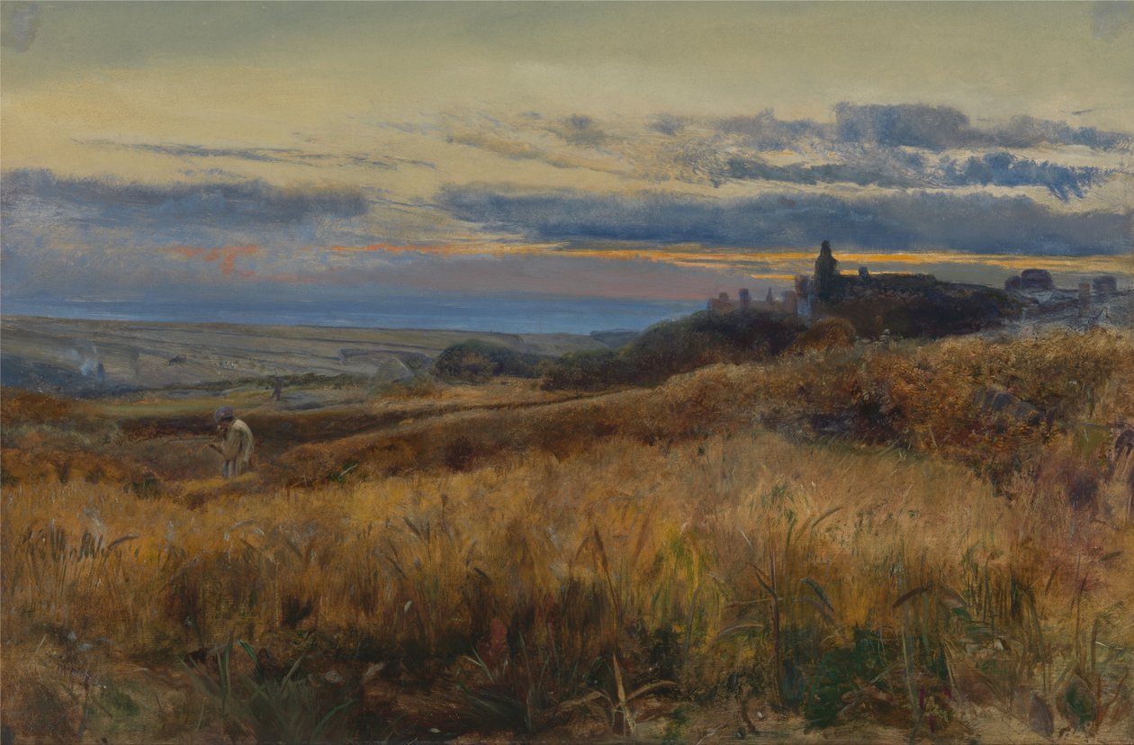 Kornfeld bei Sonnenuntergang von John William Inchbold
