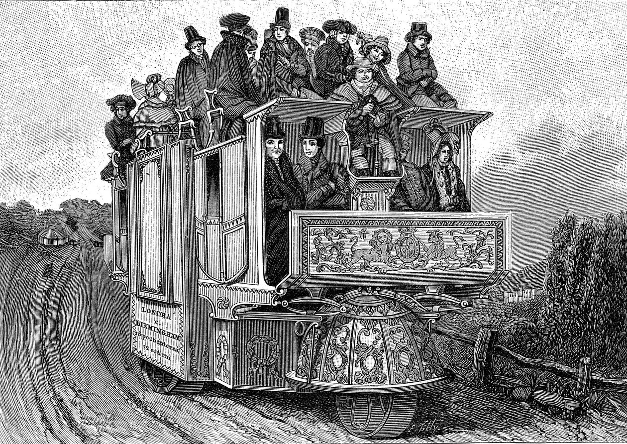 Dreirädriges mechanisches Auto von Dr. William Church (ca. 1778-1863), gebaut in Birmingham im Jahr 1833 (England). Gravur 1895 von John (after) Cooke