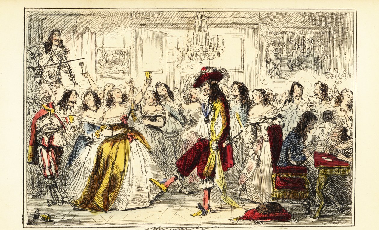 König Karl II. auf einer Tanzparty während der Restauration, um 1660 von John (after) Leech