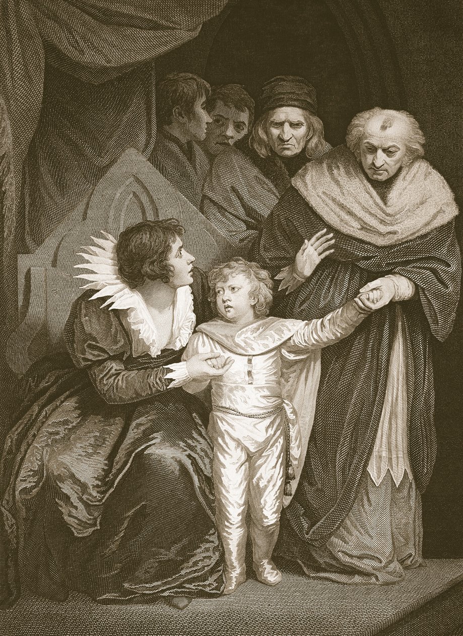 Herzog von York, Bruder von Edward V., übergeben von der Königin, graviert von J. Fittler, Illustration aus David Humes 