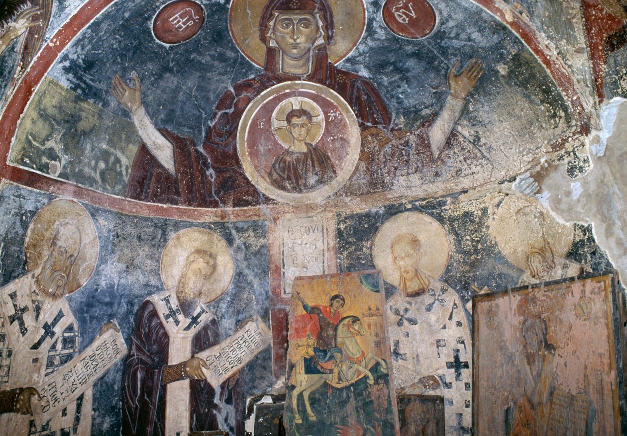 Fresken in der byzantinischen Kirche Agios Georgios, Vathi, Kreta, Griechenland von Walter Charles Mills