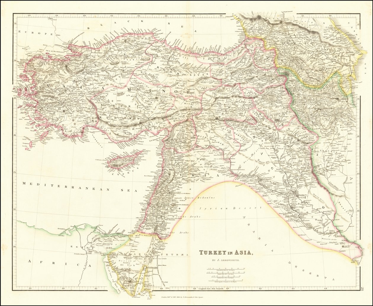 Karte der Türkei in Asien von John Arrowsmith, 1840 von John Arrowsmith