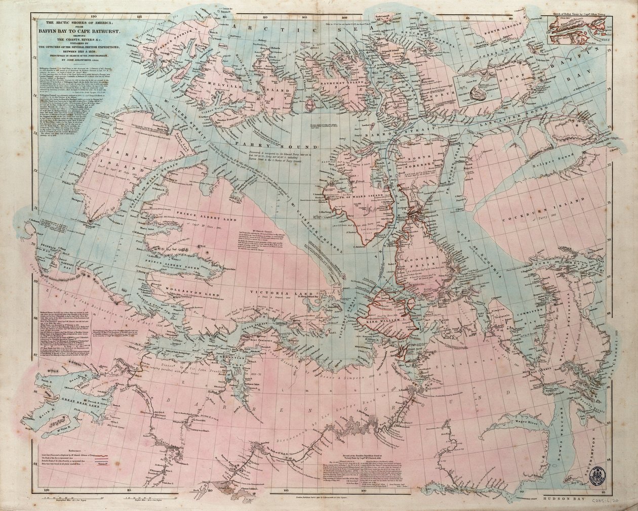 Die arktischen Küsten Amerikas von der Baffin Bay bis zum Cape Bathurst, die von den Offizieren der verschiedenen britischen Expeditionen zwischen 1818 und 1859 erkundet wurden von John Arrowsmith