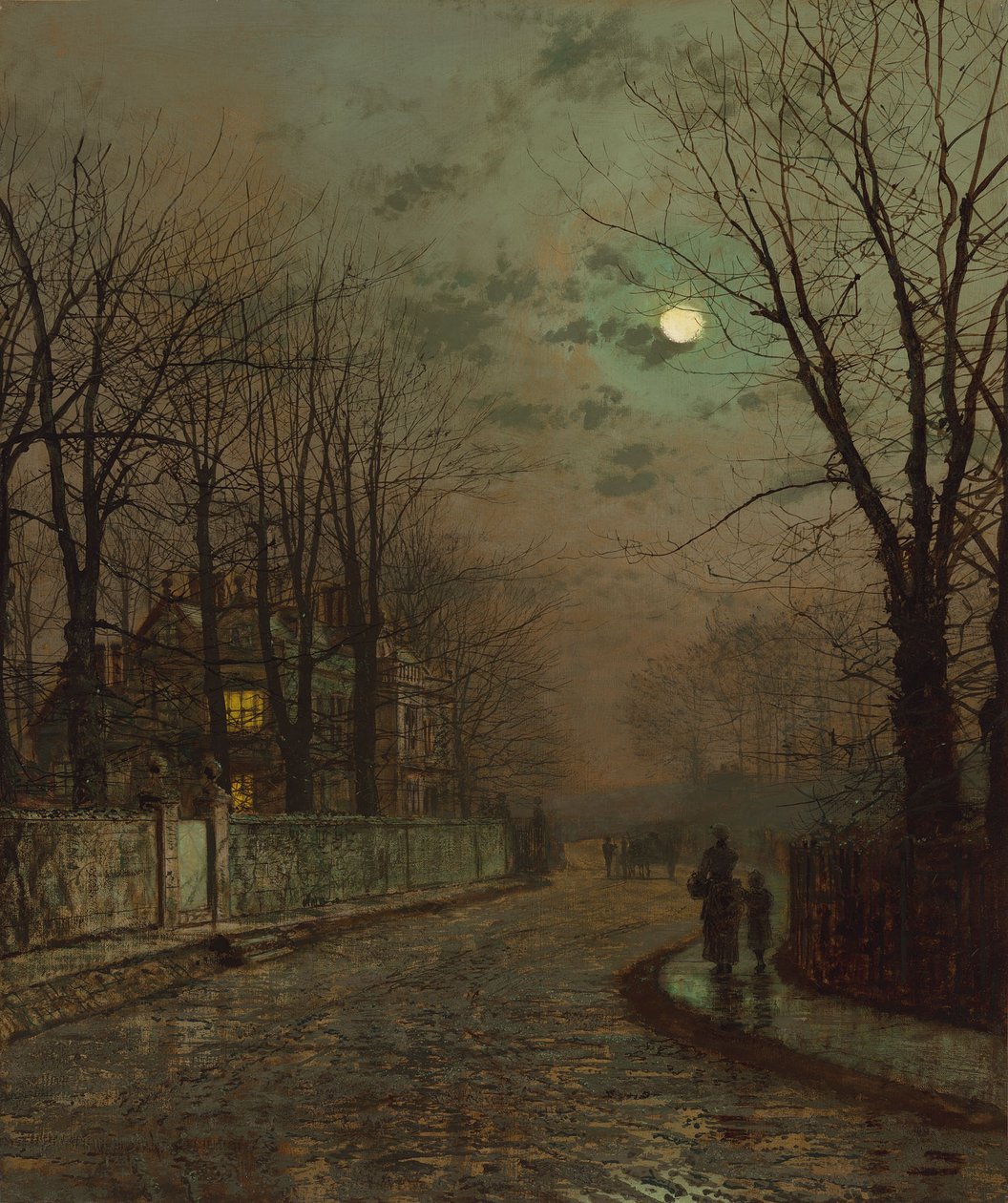 Eine nasse Straße, Knostrop, Yorkshire von John Atkinson Grimshaw