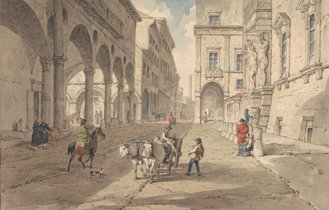 Bologna, Blick in die Strada Maggiore von John Augustus Atkinson