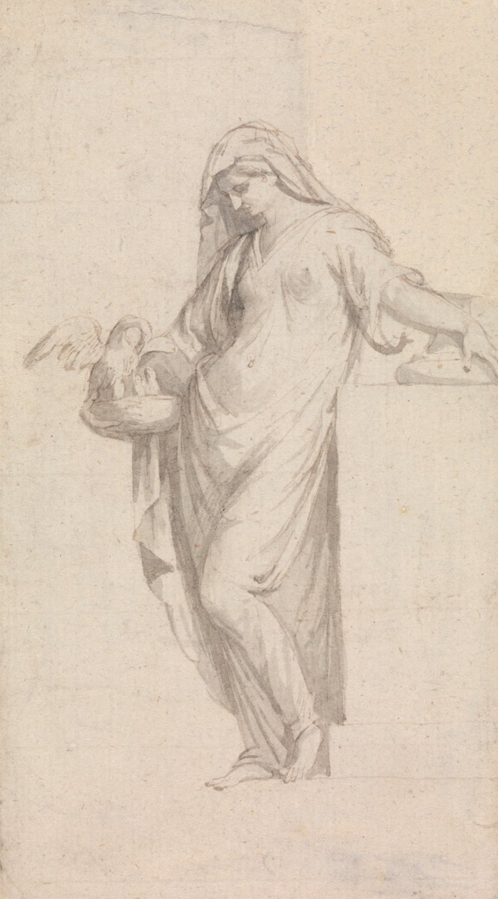 Allegorische weibliche Figur: Frömmigkeit hält ein Nest von Pelikanen von John Bacon