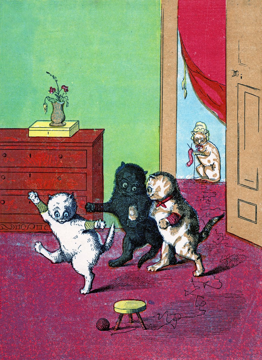 Drei kleine Kätzchen mit Handschuhen, Illustration aus "Three Little Kittens" 1859 von John Ballantyne
