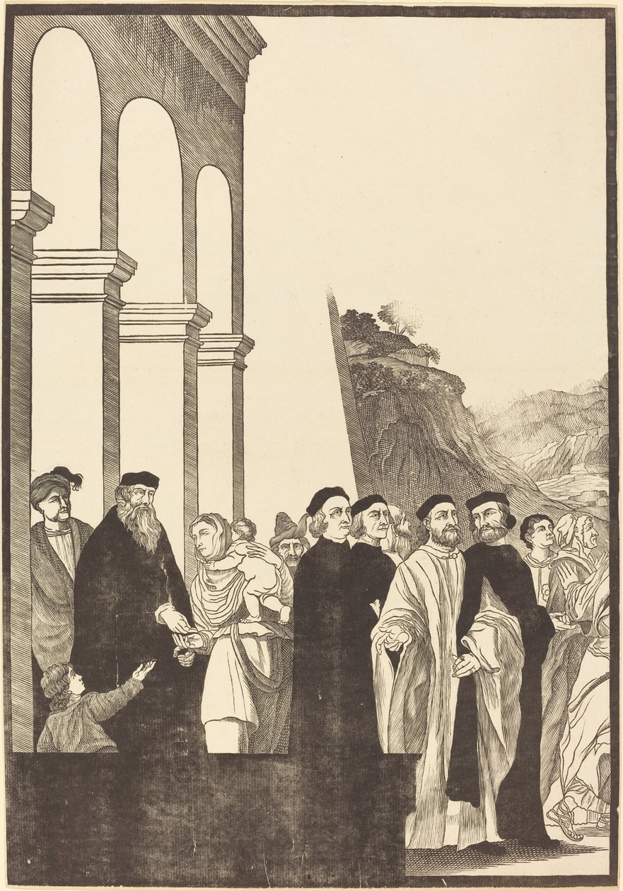 Darstellung der Jungfrau im Tempel [linke Tafel] von John Baptist Jackson after Titian