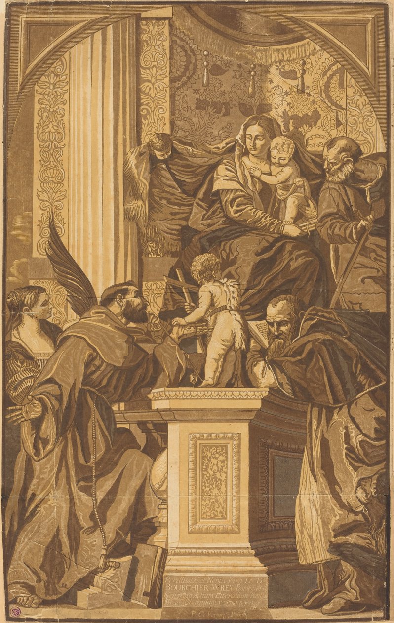 Heilige Familie und vier Heilige von John Baptist Jackson after Veronese