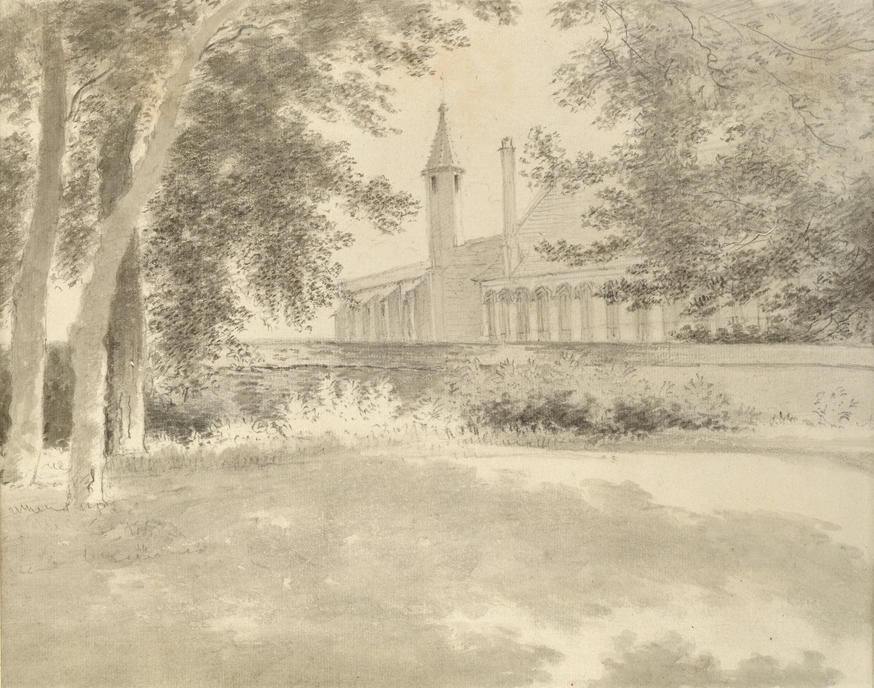 Balliol-Kapelle und Bibliothek vom Hain aus, 2. August 1783 von John Baptist Malchair