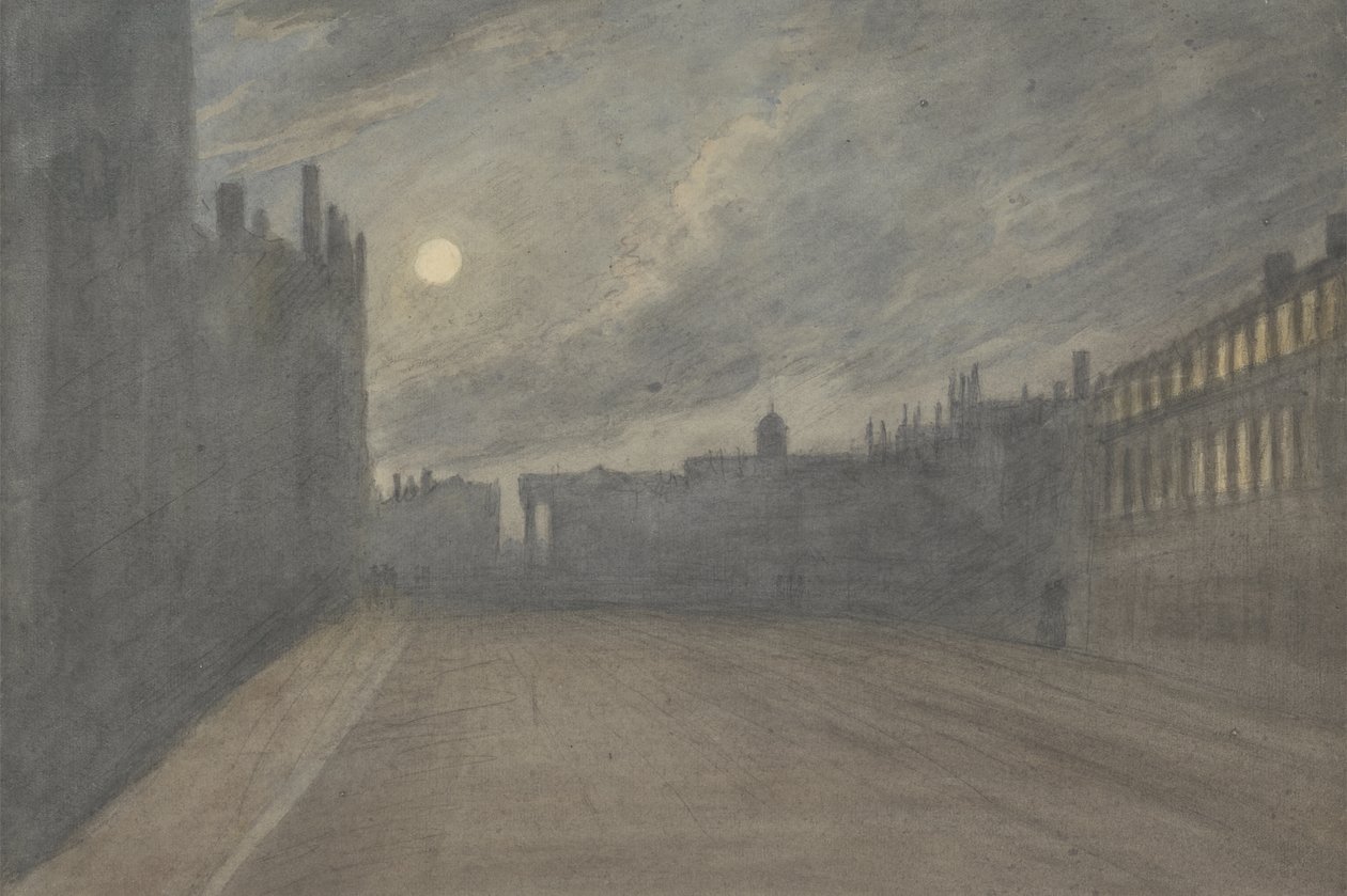 Broad Street, Oxford, Vollmond, 1790 von John Baptist Malchair