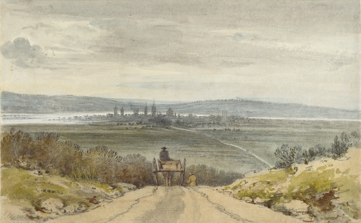 Oxford von Shotover Hill, aus der Erinnerung, 10. Januar 1791 von John Baptist Malchair