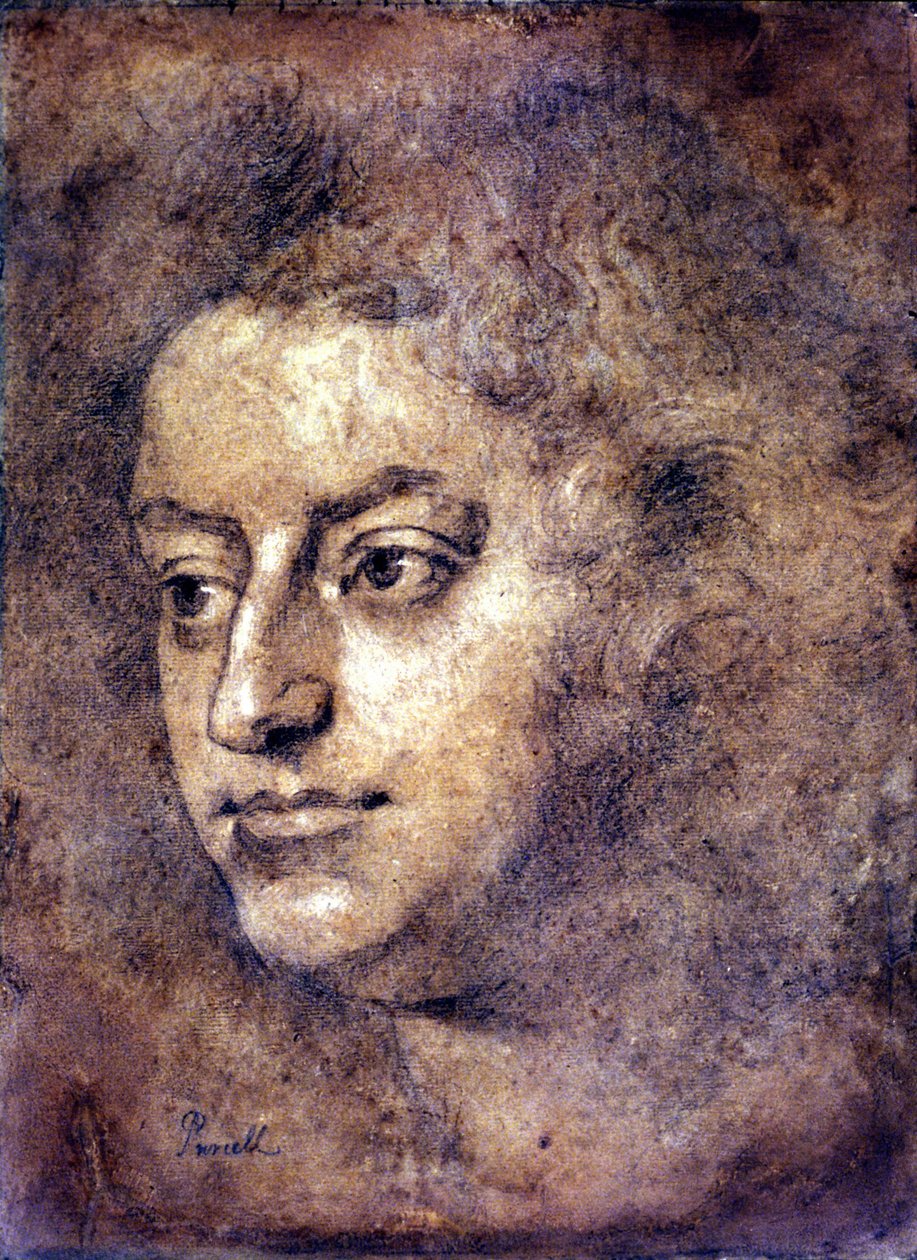 Porträt von Henry Purcell (1659 - 1695), englischer Komponist. Gemälde zugeschrieben Sir John Closterman. Schwarze Kreide. 1695. London, National Portrait Gallery von John Baptiste Closterman