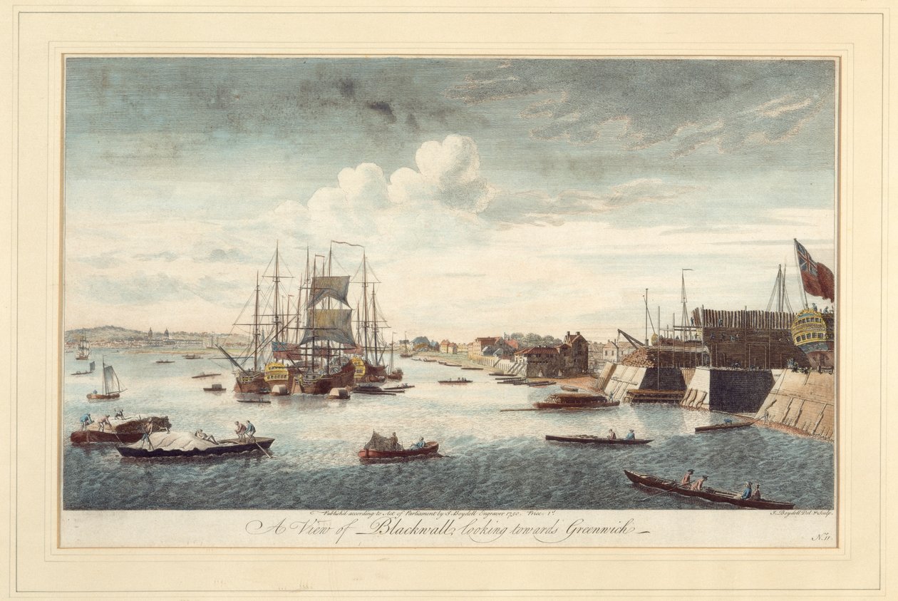 Ein Blick auf Blackwall in Richtung Greenwich von John Boydell