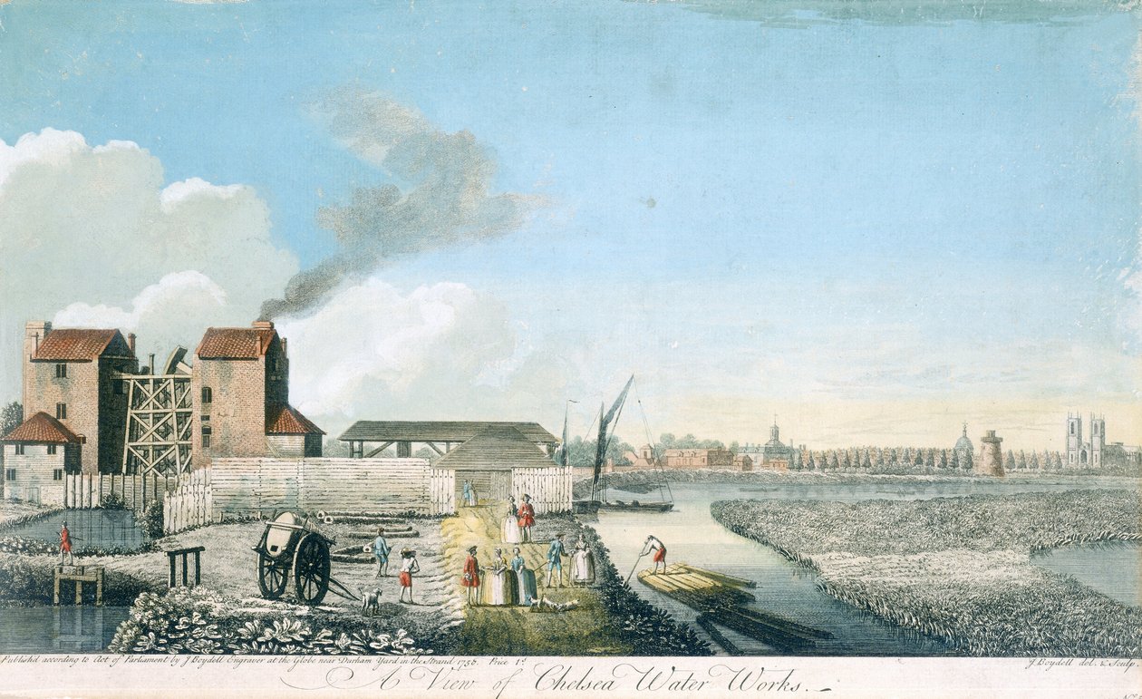 Ein Blick auf die Chelsea Water Works, 1750 von John Boydell
