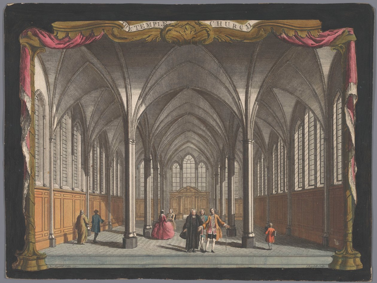 Ansicht des Innenraums der Temple Church in London von John Boydell