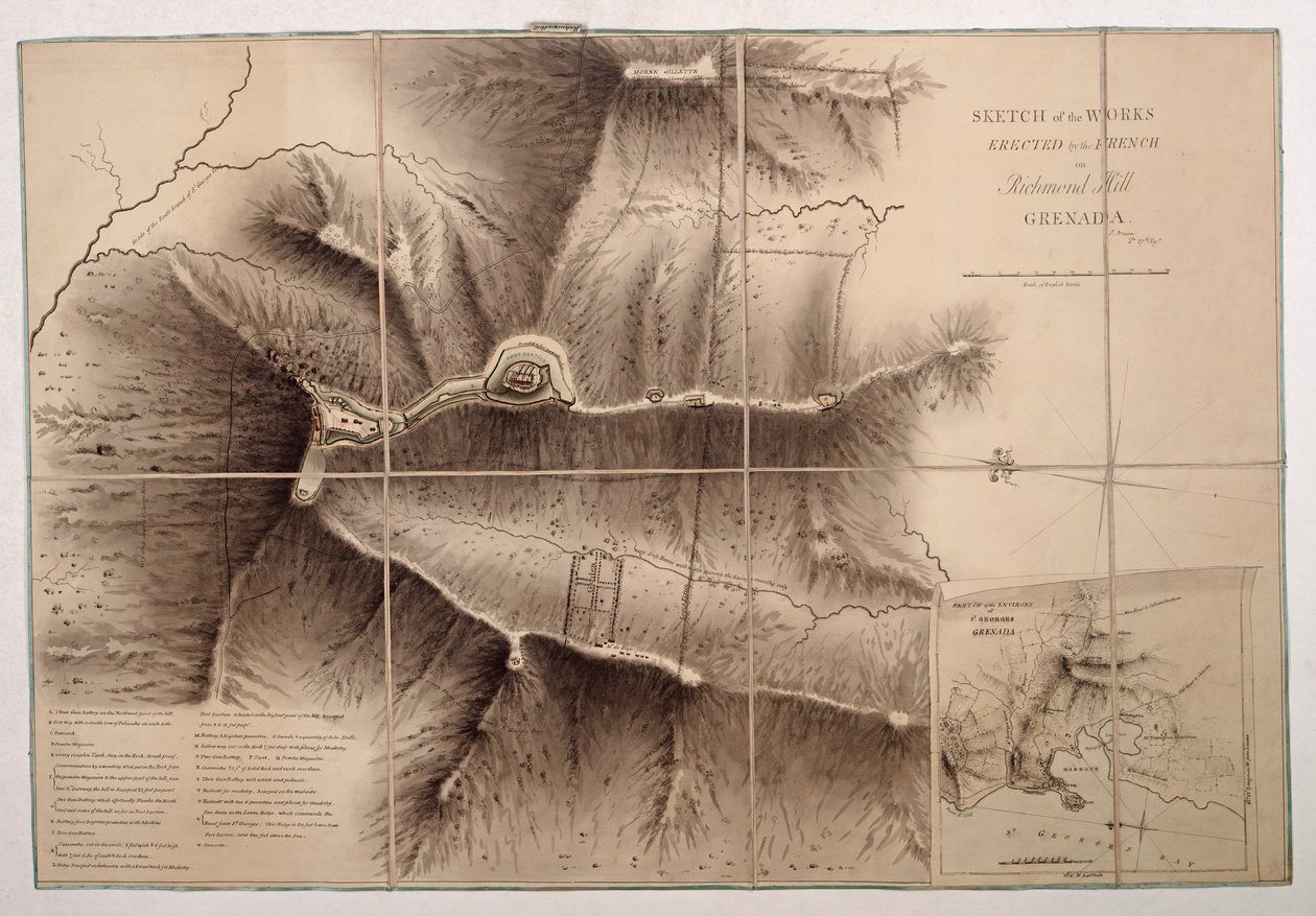 Skizze der von den Franzosen auf Richmond Hill Grenada errichteten Werke von John Brown