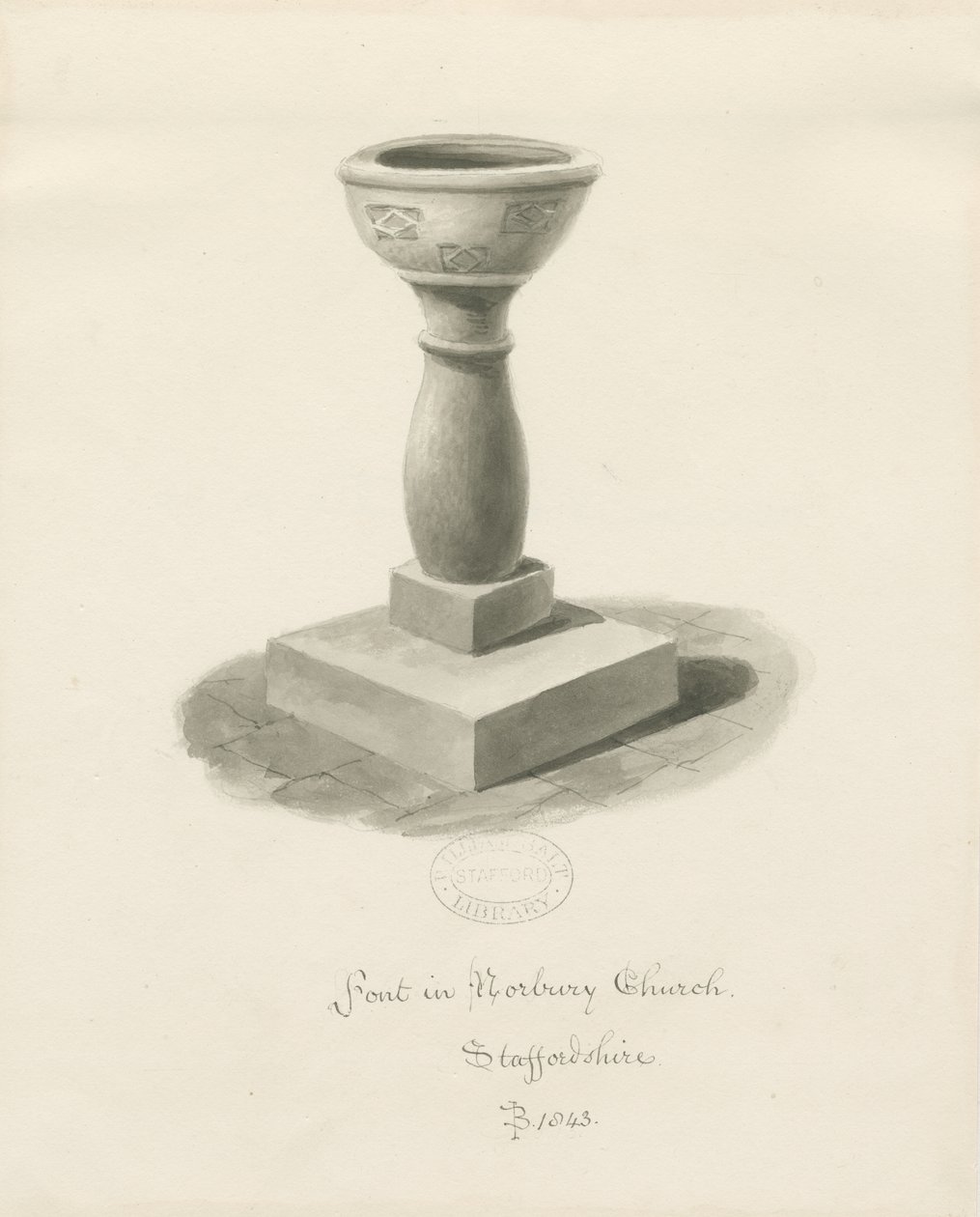 Taufbecken in der Norbury Kirche von John Buckler
