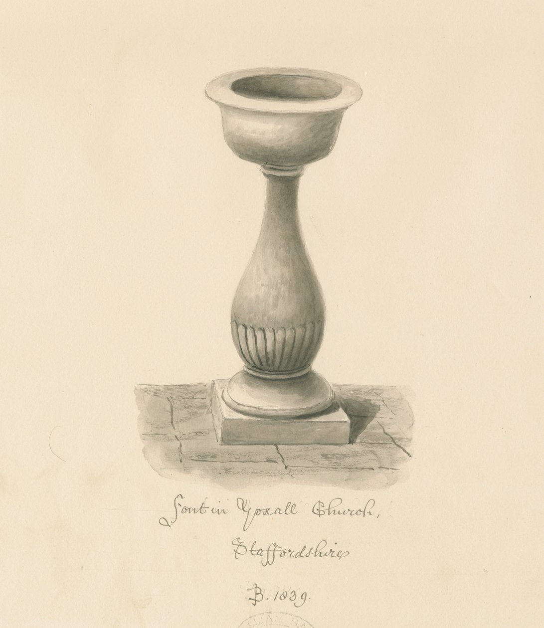 Taufbecken in Yoxall Kirche von John Buckler