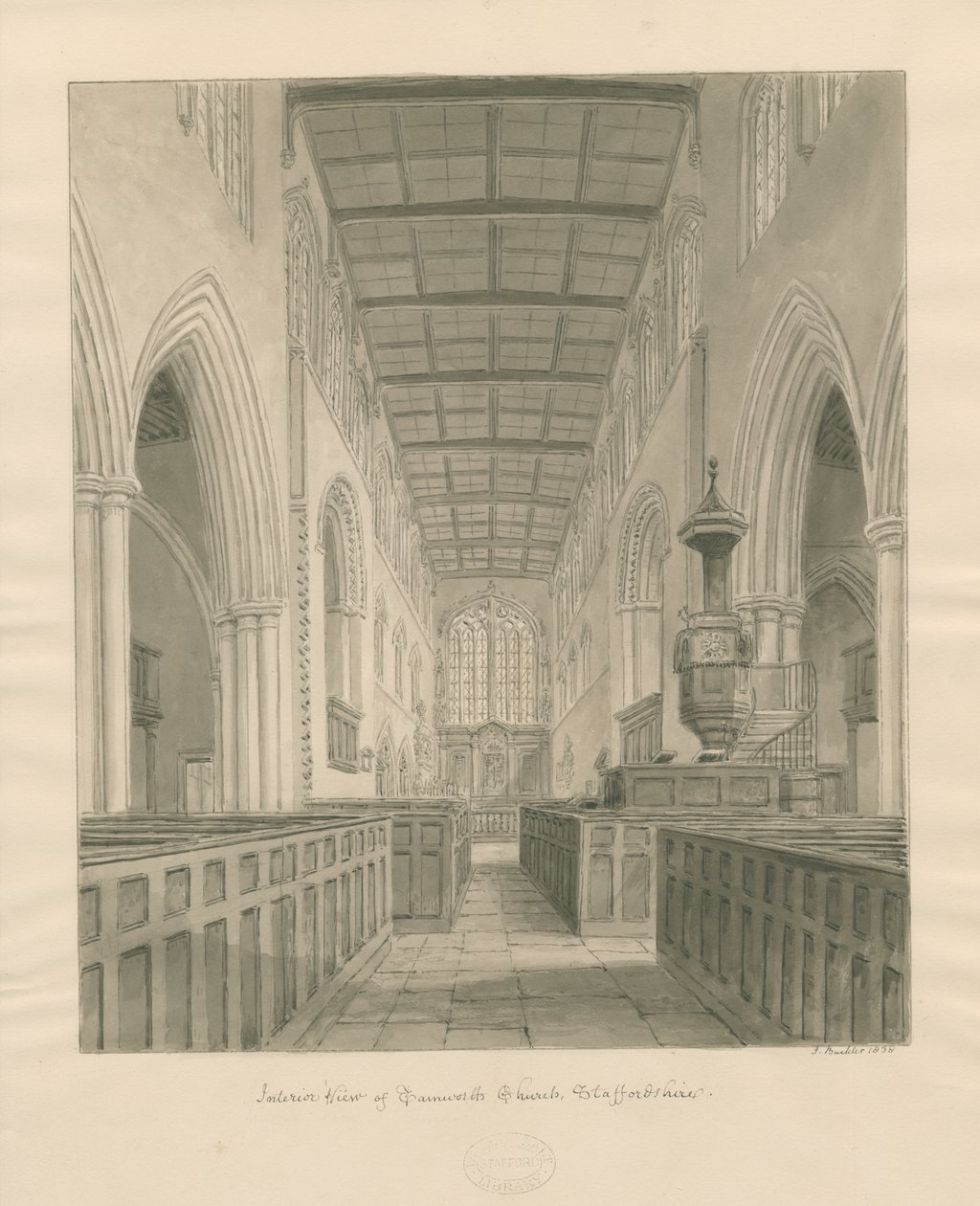 Innenraum der Tamworth Kirche von John Buckler
