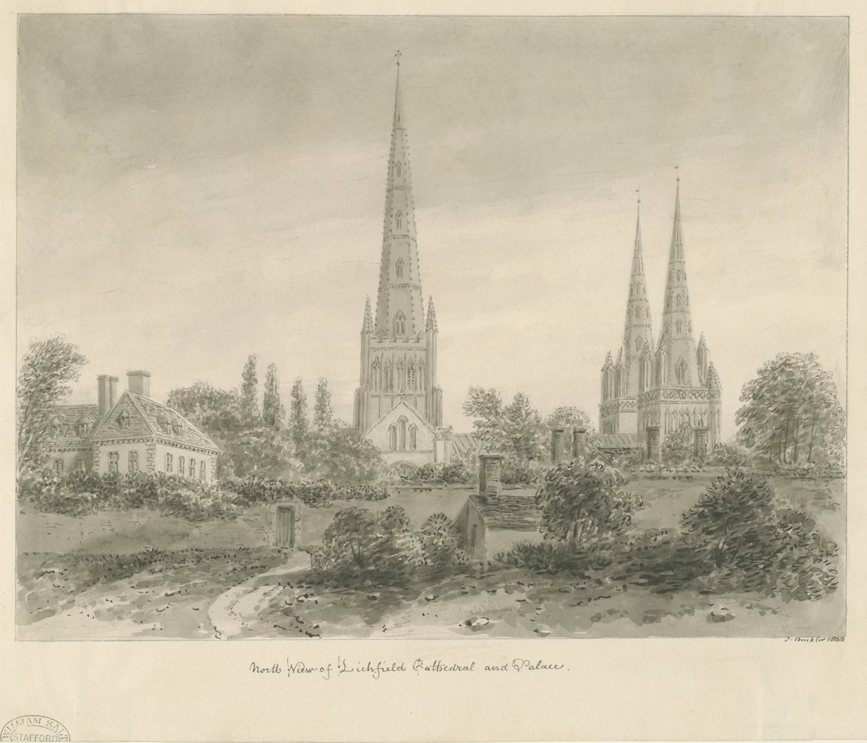 Lichfield Kathedrale - Nordansicht von John Buckler