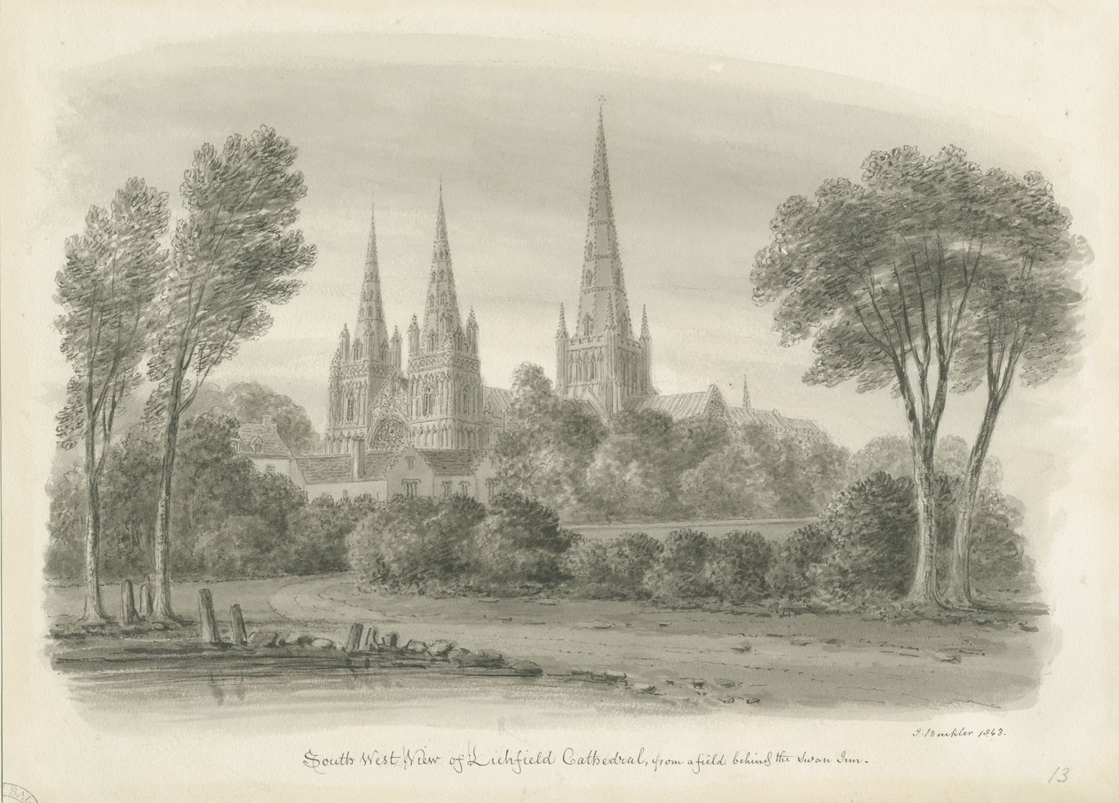 Lichfield Kathedrale - Südwestansicht von John Buckler