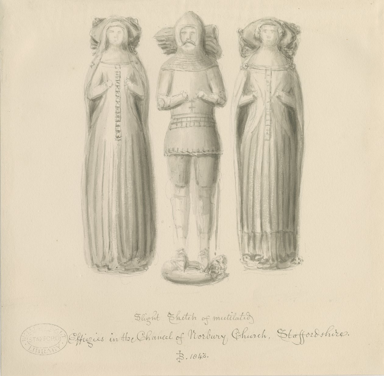 Norbury Kirche - Effigie [von Sir Edward Botiler] von John Buckler