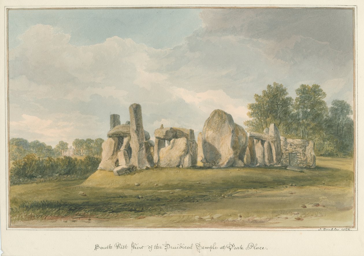 Oxfordshire - Henley upon Thames - Druidentempel im Park Place, 1826 von John Buckler